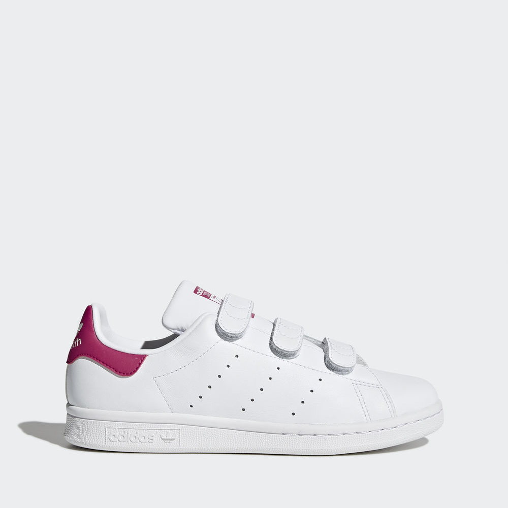 Adidas Stan Smith - Originals για κοριτσια - Ασπρα/Ασπρα/Ροζ,Μέγεθος: EU 27 – 39 1/3 (509FVJSG)